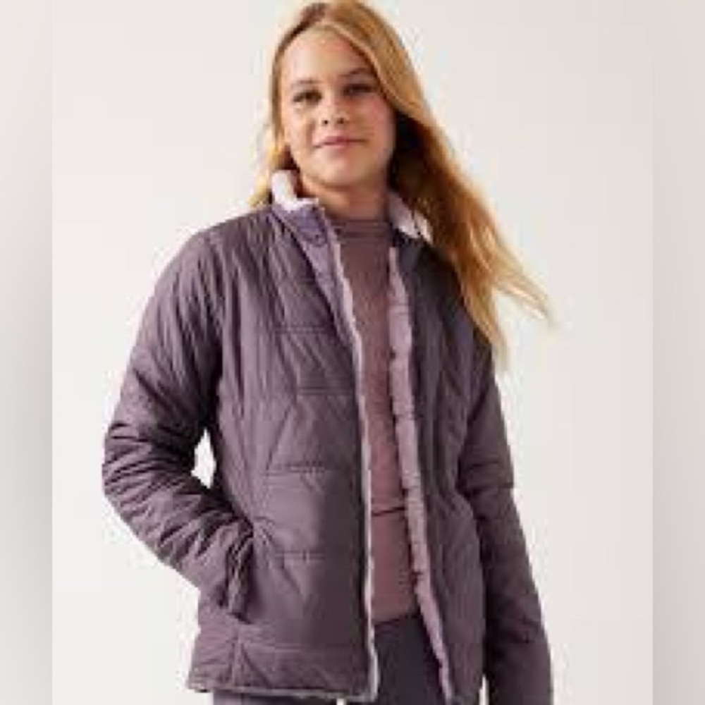 Athleta Girl Reversible Warm + Fuzzy Jacket, Size XXL/16 Dark Sky Violet
